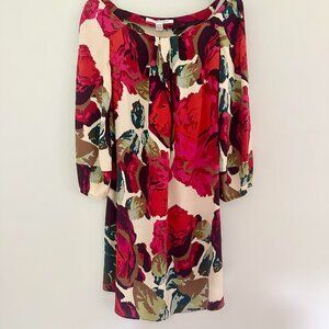 Diane von Furstenberg Long Sleeve Mini Shift Dress Silk Floral - 4